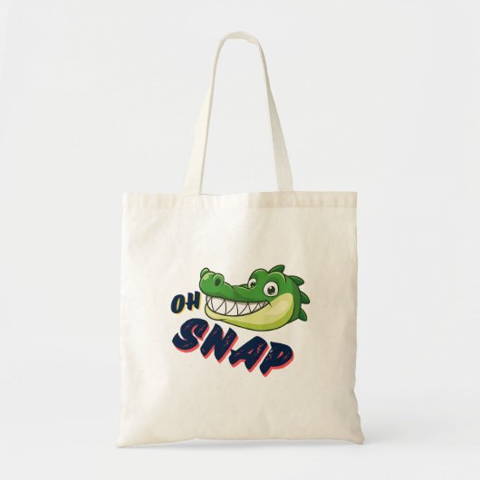 Tote Bag Joli Cartoon Alligator Snapper Oh Snap Drôle Dire (Devant)