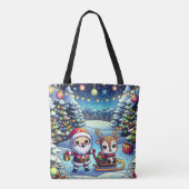 Tote Bag Joli Cartoon Père Noël et Reindeer Noël (Dos)
