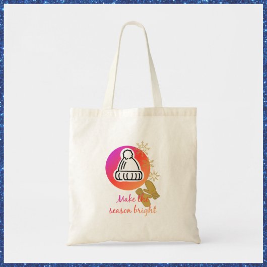 Tote Bag Joli Casquette et Mittens hiver saison brillante