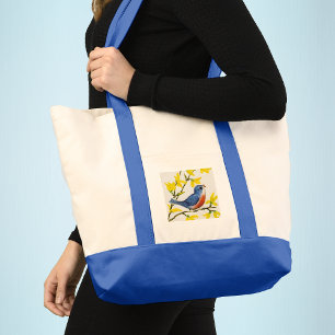 Tote Bag Joli Chanteur Oiseau Bleu Arbre