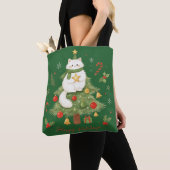 Tote Bag Joli Chat Blanc Noël (De près)