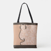 Tote Bag Joli chat Brown et rose florale dentelle coupée (Dos)
