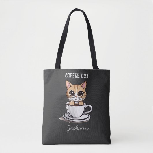 Tote Bag Joli Chat Café Drôle (Devant)