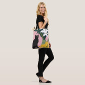 Tote Bag Joli chat noir avec fleur blanche (Sur le modèle)