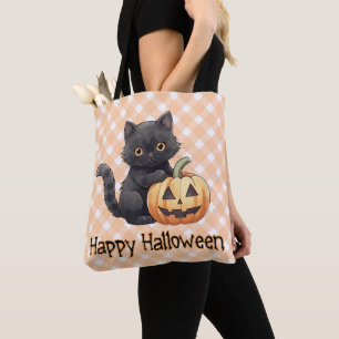 Tote Bag Joli chat noir & citrouille Joyeux Halloween