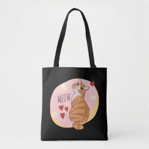 Tote Bag Joli chat orange