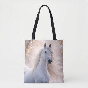 Tote Bag Joli cheval blanc dans la neige
