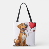 Tote Bag Joli chien de la Saint-Valentin (Dos)