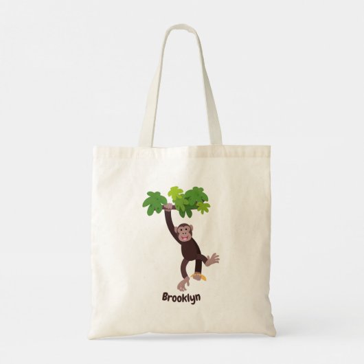 Tote Bag Joli chimpanzé dans la jungle suspendu dessin anim (Dos)