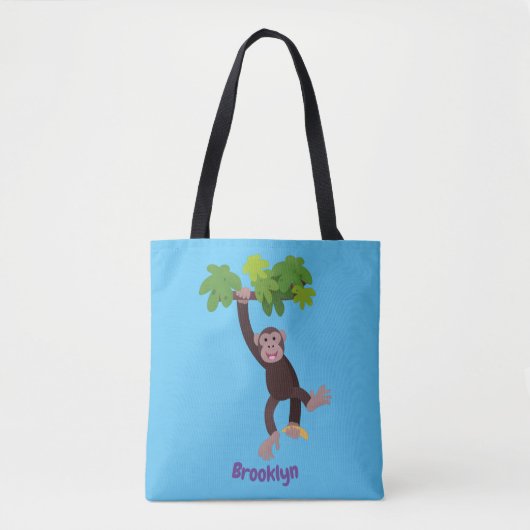 Tote Bag Joli chimpanzé dans la jungle suspendu dessin anim (Devant)