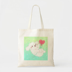 Tote Bag Joli chiot avec ballon en forme de cœur