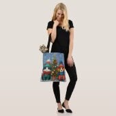 Tote Bag Joli chiot de Noël & chaton (Sur le modèle)
