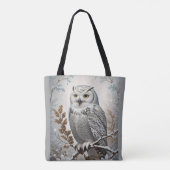 Tote Bag Joli Chouette blanche neige hiver (Dos)