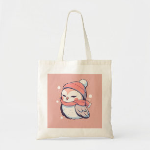 Tote Bag Joli Chouette de Noël rose d'hiver Kawaii
