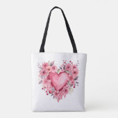 Tote Bag Joli coeur et fleurs Fourre-tout (Dos)