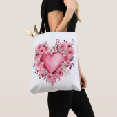 Tote Bag Joli coeur et fleurs Fourre-tout (De près)