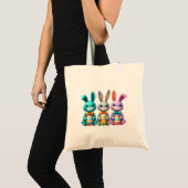 Tote Bag Joli, coloré 3 lapin de Pâques (Devant (produit))