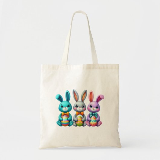 Tote Bag Joli, coloré 3 lapin de Pâques (Devant)