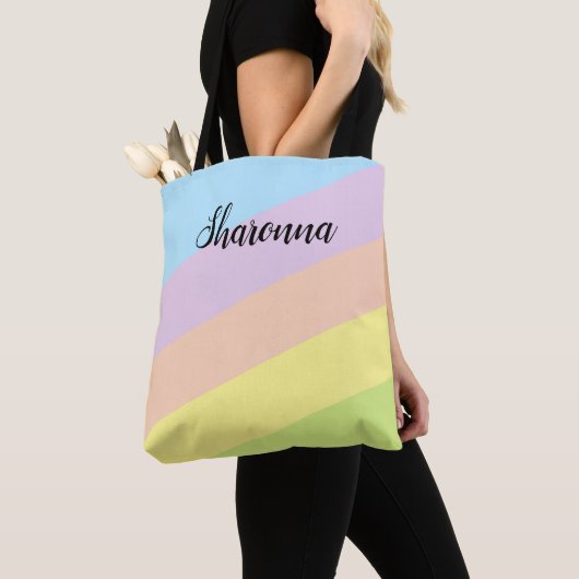 Tote Bag Joli coloré rayé (De près)