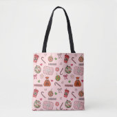Tote Bag Joli couleur rose de Noël rétro (Devant)