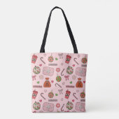Tote Bag Joli couleur rose de Noël rétro (Dos)