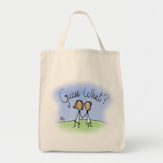 Tote Bag Joli Couple Lesbien Devinez Quoi (Devant)