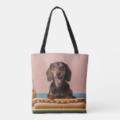 Tote Bag Joli Dachshund Avec Chien Chaud (Dos)