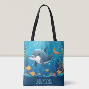 Tote Bag Joli dauphin aquarelle personnalisé