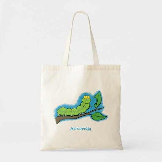 Tote Bag Joli dessin animé de chenille verte mignonne (Devant)