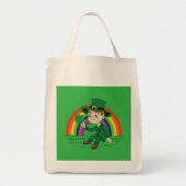 Tote Bag Joli dessin animé leprechaun avec shamrock et arc- (Devant)