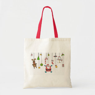 Tote Bag Joli dessin animé Père Noël et amis Noël