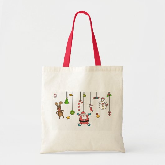 Tote Bag Joli dessin animé Père Noël et amis Noël (Devant)