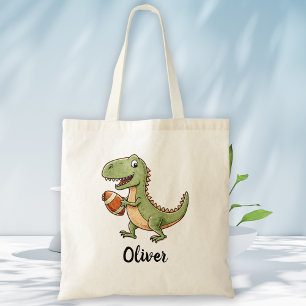Tote Bag Joli dinosaure jouant au football