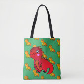 Tote Bag Joli Dinosaure Rouge Trex (Devant)