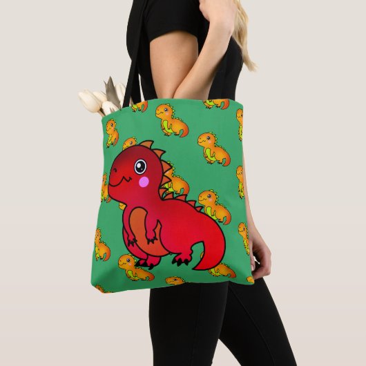 Tote Bag Joli Dinosaure Rouge Trex (De près)