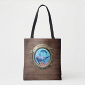 Tote Bag Joli Dolphin Océan Bois nautique Bateau Porthol (Devant)