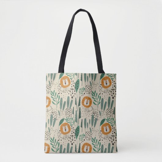 Tote Bag Joli Doodle Lion Jungle Rainforest Motif (Devant)