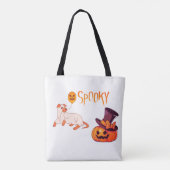 Tote Bag Joli Fantôme de Chien Éffrayant et Citrouille Hall (Dos)