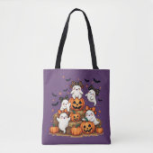 Tote Bag Joli Fantômes D'Halloween En Coquette Bows Et Citr (Devant)
