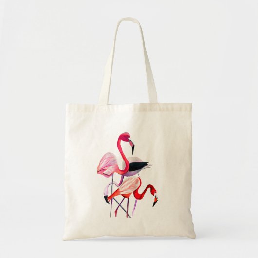 Tote Bag Joli flamant rose sur fond bleu (Devant)