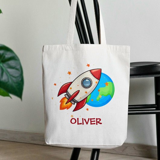 Tote Bag Joli fusée rouge dans l'espace