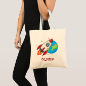 Tote Bag Joli fusée rouge dans l'espace (Devant (produit))