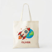 Tote Bag Joli fusée rouge dans l'espace (Devant)