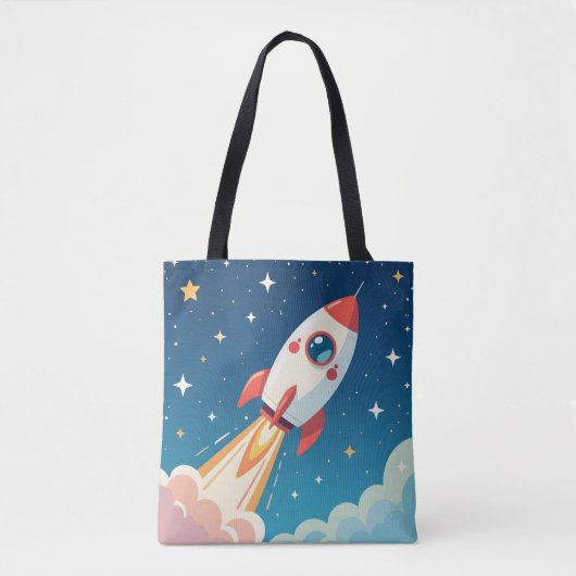 Tote Bag Joli fusée spatiale décollant (Devant)