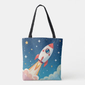 Tote Bag Joli fusée spatiale décollant (Dos)