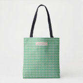 Tote Bag Joli Gingham Vert Vintage Personnalisé (Devant)
