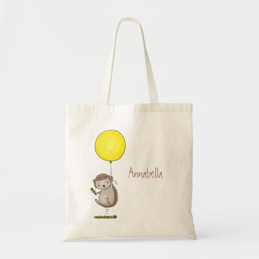 Tote Bag Joli hérisson et motif de dessin animé de ballon (Devant)