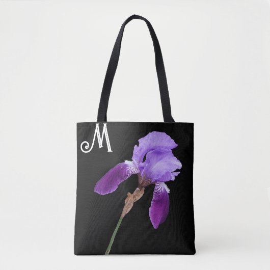 Tote Bag Joli iris violet boho floral M monogramme mignon (Devant)