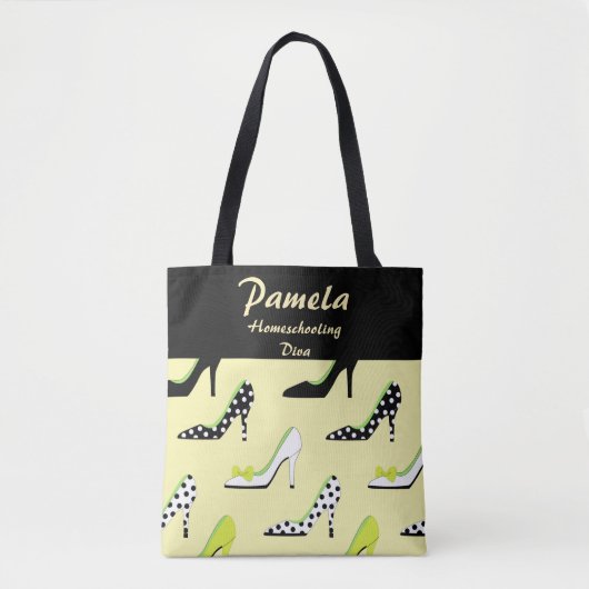 Tote Bag Joli Jaune Talons Homeschooling Diva (Devant)