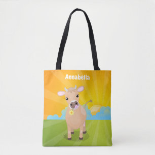 Tote Bag Joli joli maillot de vache et dessin de fleurs